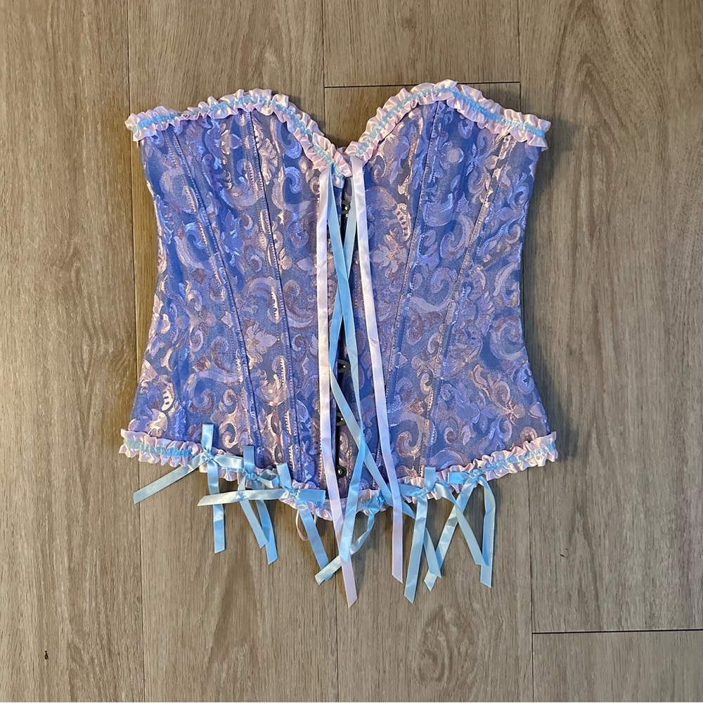 Elegant Blue, Pink, and Purple Lace Corset